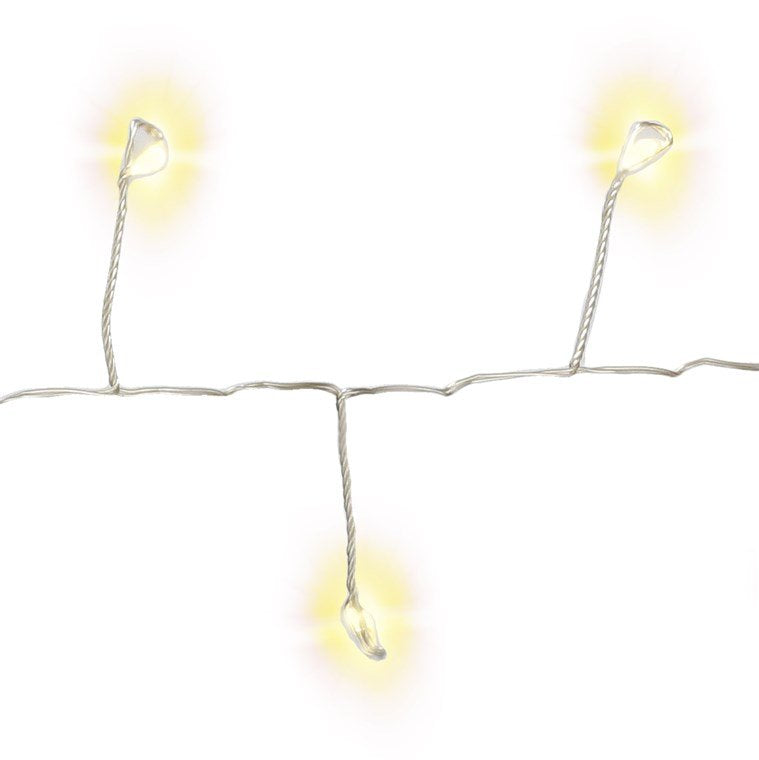 Guirnalda De Alambre Plateado Con 50 Led
Con 2 Modos De Luz, Blanco Cálido (3000 K), Con Pilas, Interior-Exterior
