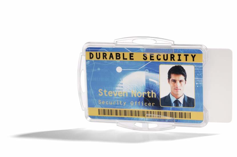 Durable 891919 Identificicador Para Tarjetas De Empresa, Tamaño 54 X 85 Mm, Paquete De 10 Piezas, Transparente