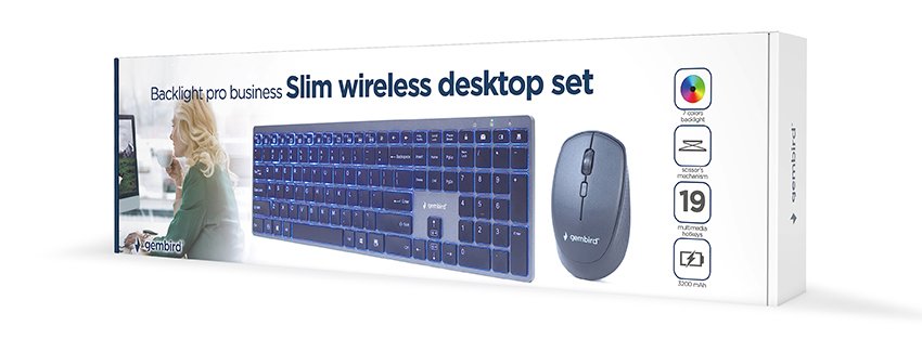 EAN 8716309121774 - Gembird KBS-ECLIPSE-M500 teclado Ratón incluido RF inalámbrico QWERTY Inglés de EE. UU. Negro imagen 9