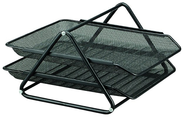 Bandeja Sobremesa Metálica Q-Connect Rejilla Gxa100 Negra 2 Bandejas 30x35x18,5cm