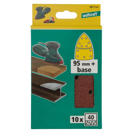 Pack 10 Hojas Abrasivas Adhesivas, 2 Piezas Para Madera/Metal Grano 40 1811000 Wolfcraft