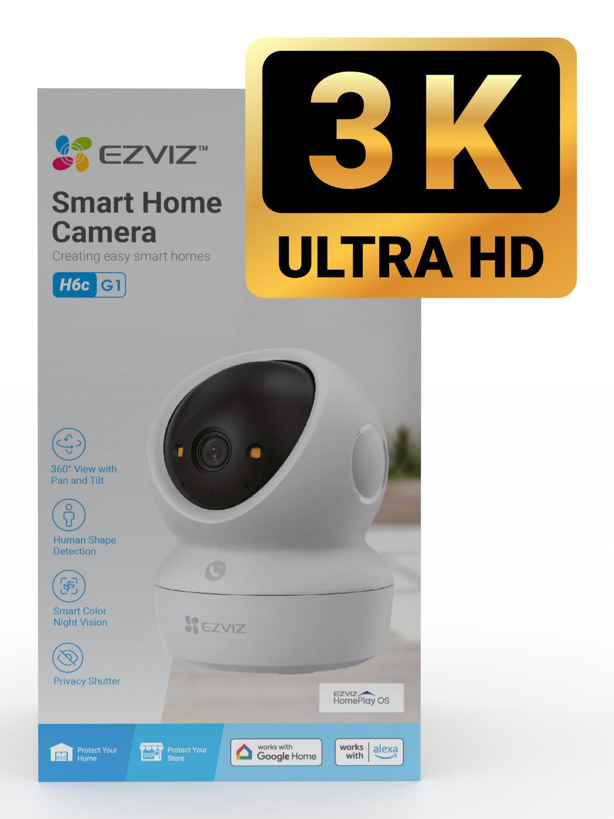 EAN 6941545642147 - EZVIZ H6c G1 3K Esférico Cámara de seguridad IP Interior 2880 x 1620 Pixeles Techo/Pared/Escritorio imagen 13
