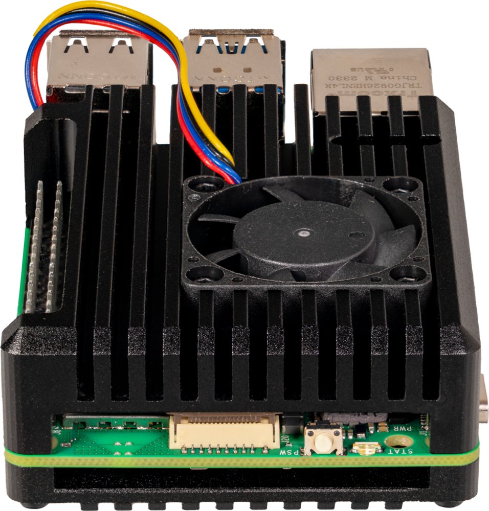 Alcanzamiento De Aluminio Joy-It Para Raspberry Pi 5 Black, Bloque De Caja De Armadura Activa Rb-Alucasep5-07fan