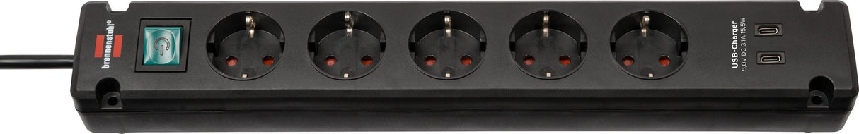 Brennenstuhl Bremounta Regleta 5 Tomas + 2x Usb-C Negro 3m