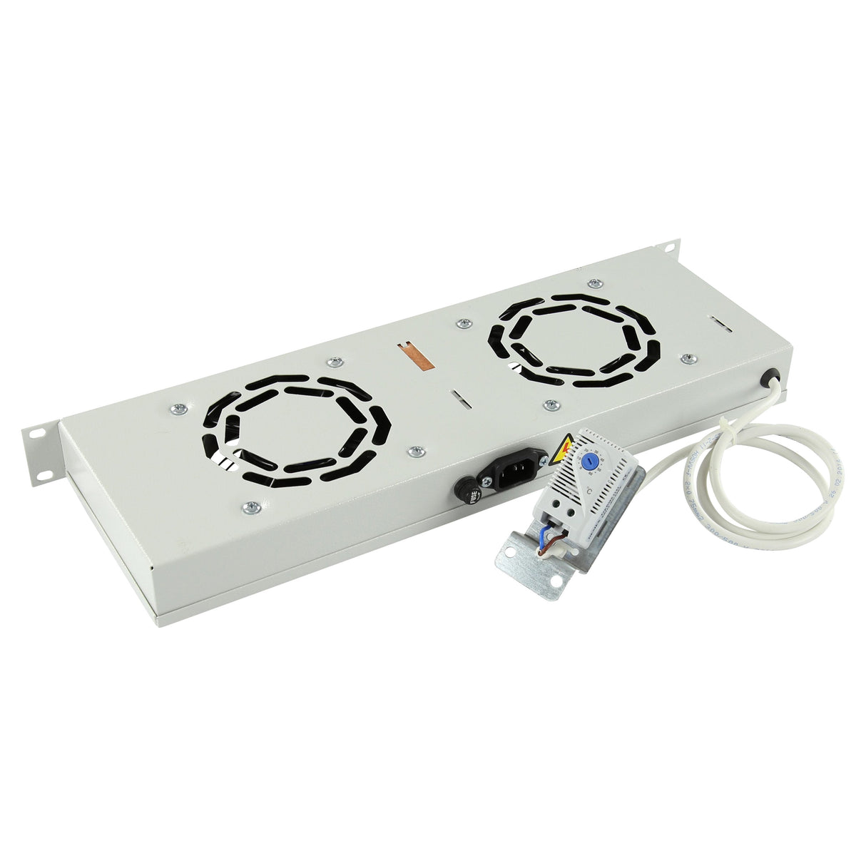 2 Fans, Analog Thermostat Rack Mount Fan Module 1u