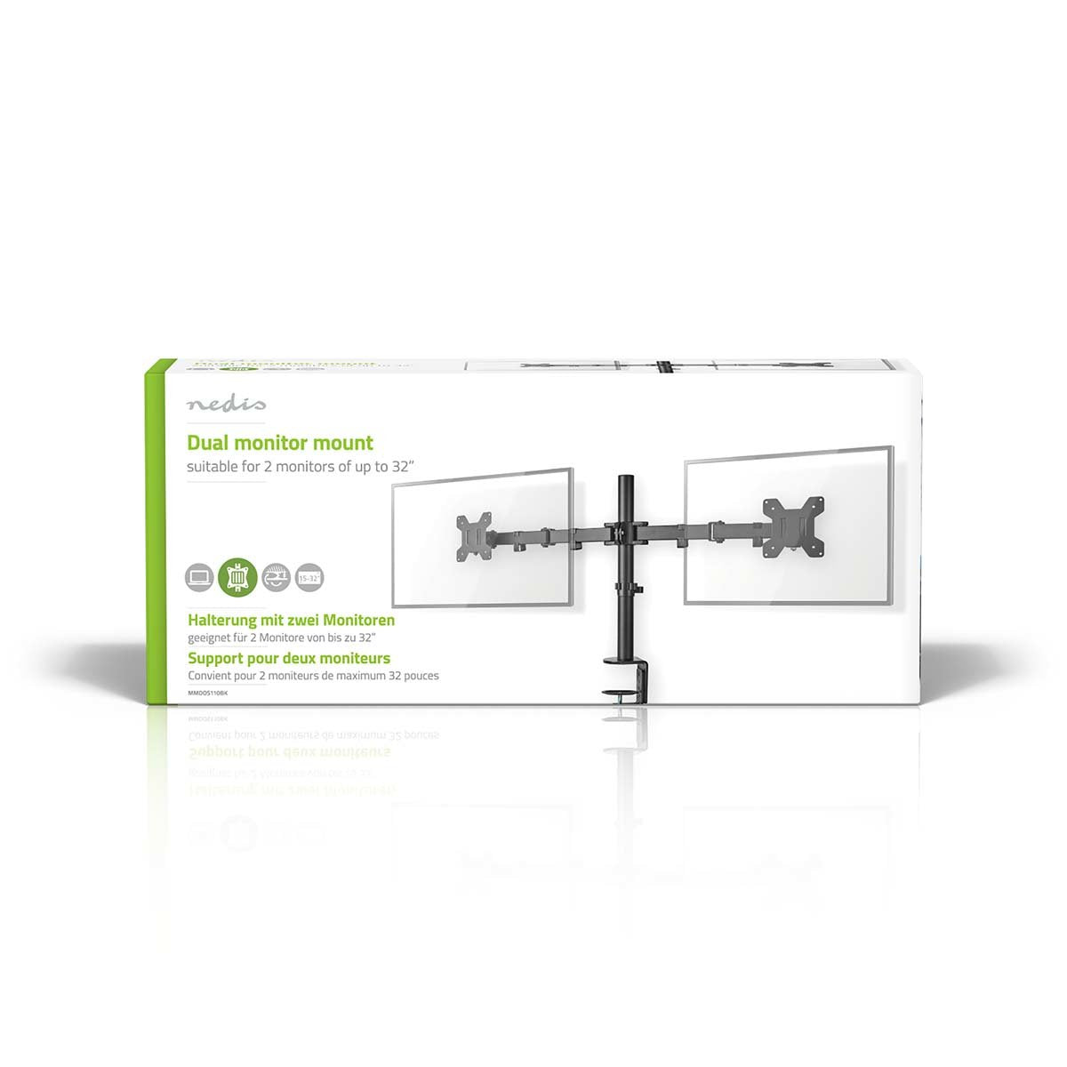 Nedis Schreibtisch Monitorhalterung - 2 Bildschirme 15 - 32 " 75x75 100x100 Vollbeweglich