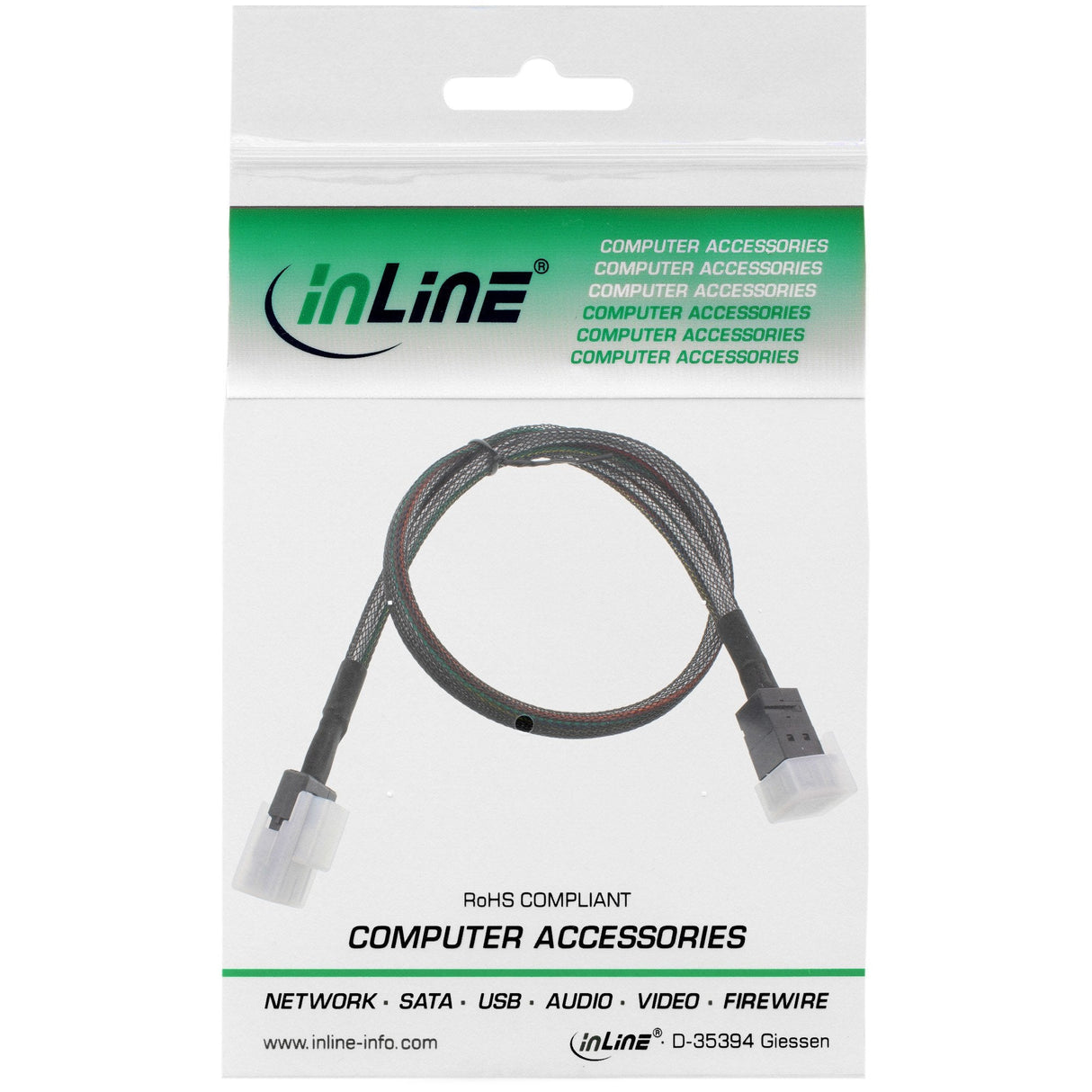 Cable Inline Mini Sas Hd Sff-8643 A Sff-8087 Con Banda Lateral De 1 M