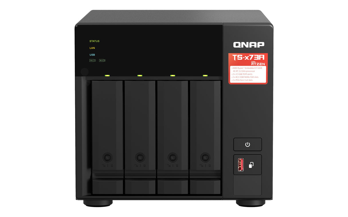 EAN 0885022020935 - QNAP TS-473A NAS Torre Ryzen Embedded V1500B 8 GB DDR4 0 TB QNAP Turbo System Negro imagen 1
