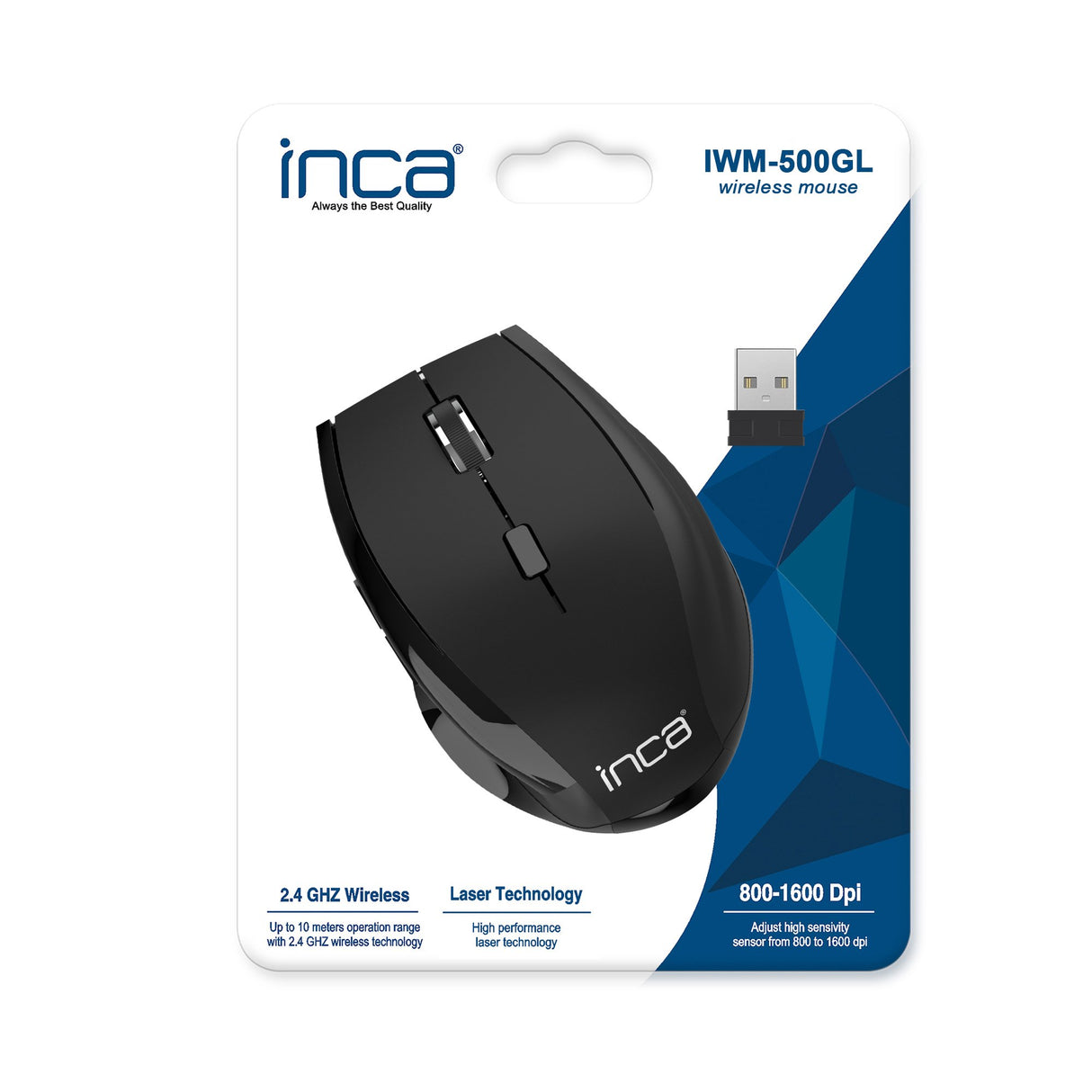 EAN 8697980451568 - Inca IWM-500GL ratón Oficina mano derecha RF inalámbrico Óptico 1600 DPI imagen 5