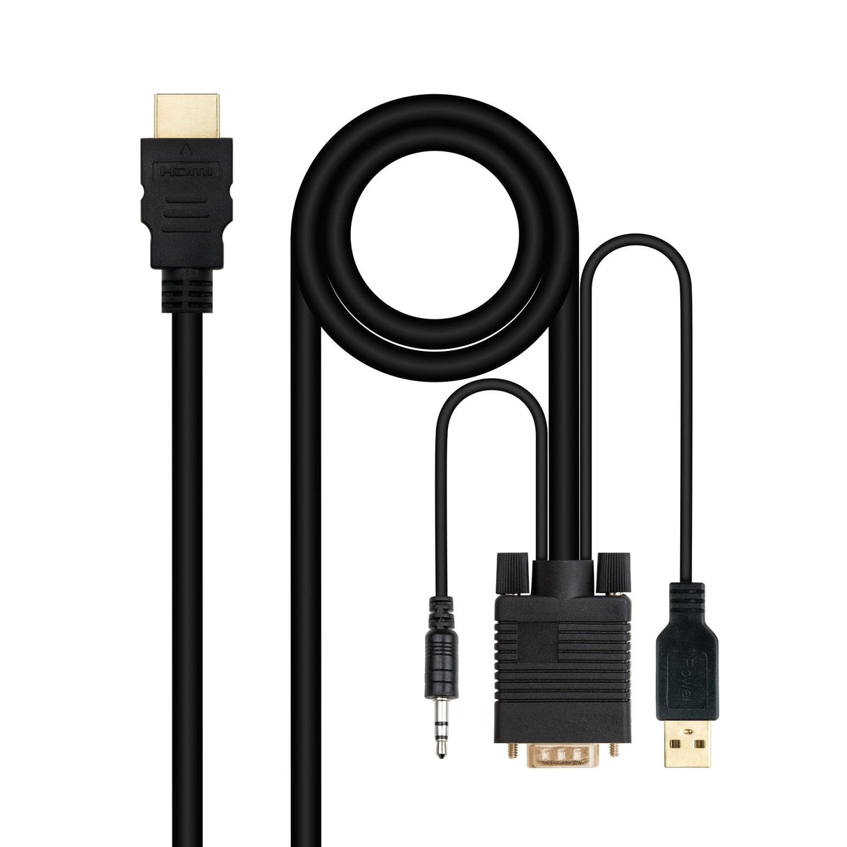 Nanocable Cable Conversor Hdmi A Vga+Jack3.5+Usb-A 1.8m - Negro