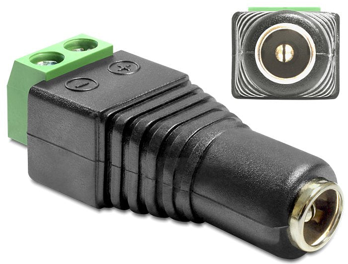 Delock Adaptador Dc 2.1 X 5.5 Mm Hembra Terminal Block 2 Pin