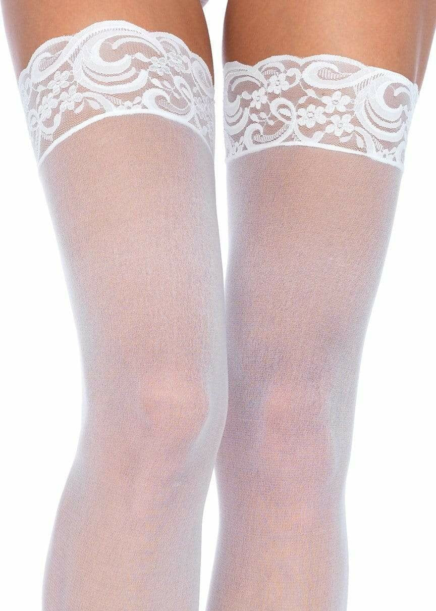 Leg Avenue - Medias Altas Blancas Talla Grande