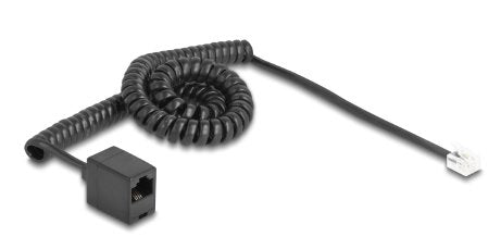 Delock Telefoncable Spiralcable Rj11 Stecker Zu Rj45 Buchse Schwarz 3 M