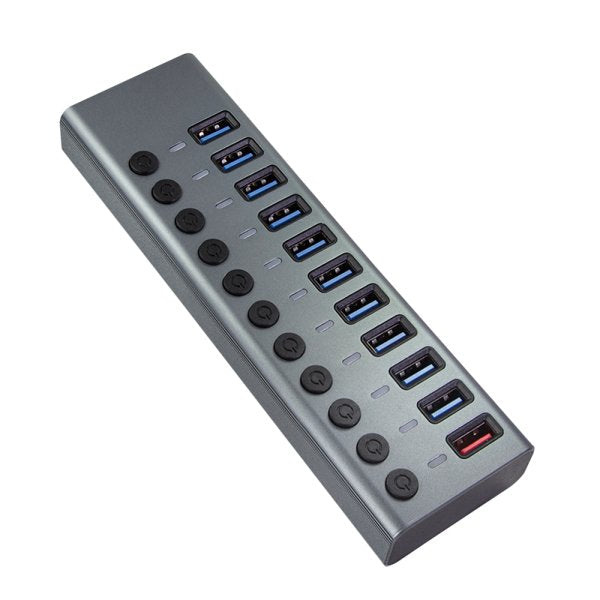Hub Logilink Usb 3.2 10+1 Port Aluminum Grey Switch For Each Port, On/Off
