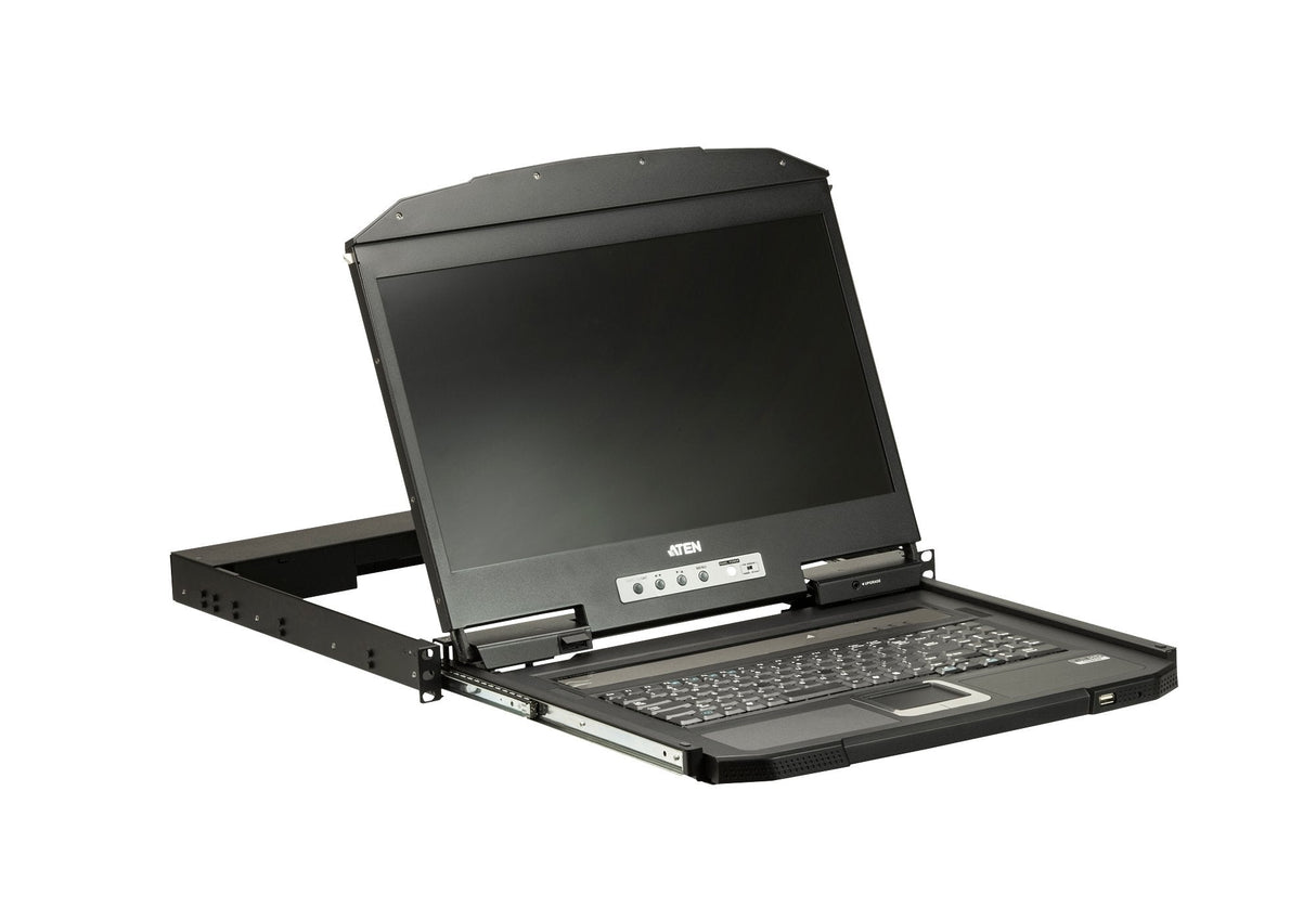 Aten 1u Ultra Short Depth Single Rail Widescreen Lcd Console (Usb / Vga)