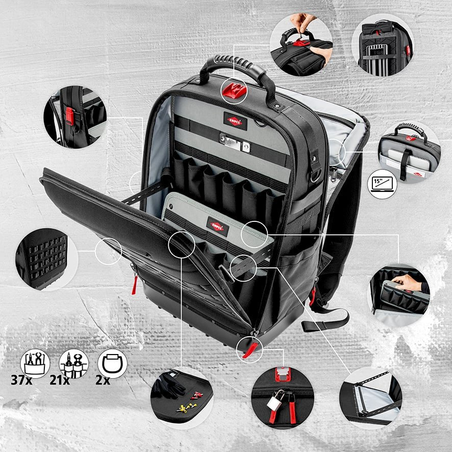Knipex Mochila Para Herramientas Modular X18 Electric, Negro, Surtido De 22 Piezas 00 21 50 E