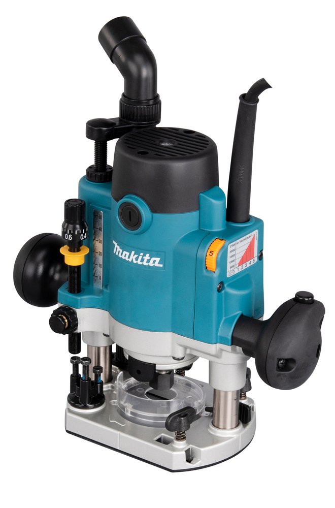Fresadora Makita Rp1111cjfa Azul/Negro, 1100 W, Tamaño Makpac 3, Incluye Juego De Cortadores De 12 Piezas