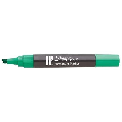 Sharpie Marcador Permanente W10 Punta Biselada Verde -12u-