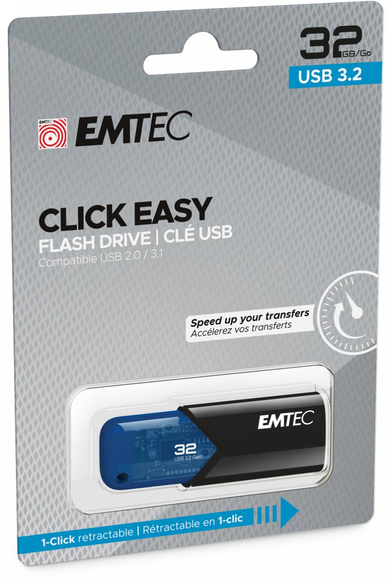 Pendrive Emtec 32 Gb B110 Usb 3.2 Click Easy Blue