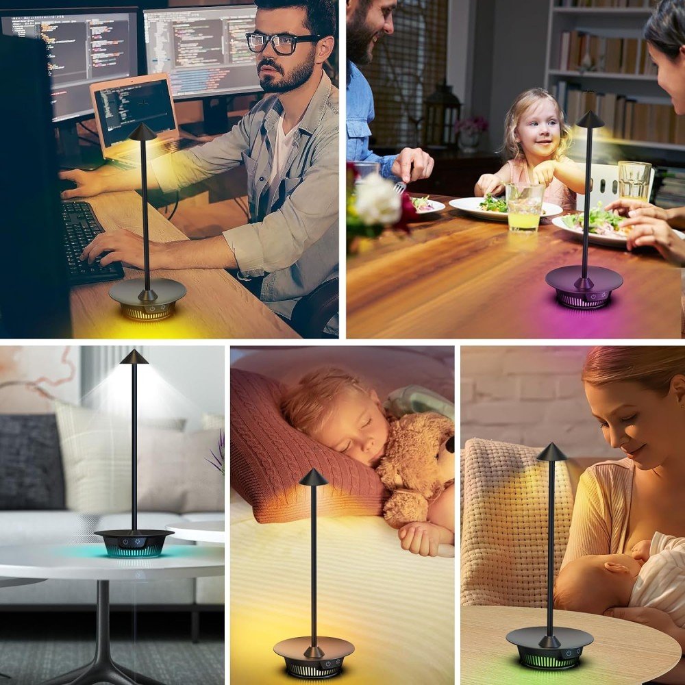 Techly I-Lamp-Table3 Lámpara Led Inalámbrica Con Base Táctil Regulable Rgb