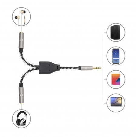 EAN 0766623356114 - Manhattan 356114 cable de audio 0,15 m 3,5mm 2 x 3.5mm Negro, Plata imagen 4
