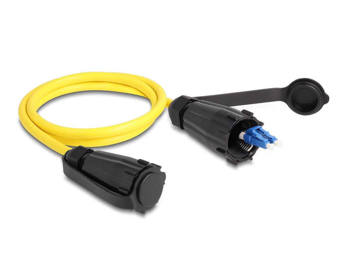 Delock 87887 Cable De Fibra Óptica Lc Duplex A Lc Duplex Con Tapa Protectora Monomodo Ip68 Resistente Al Polvo Y Al Agua, 1 M