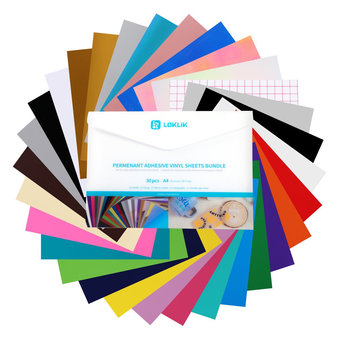 Loklik Permanent Haftende Vinylfolie Material-Set (A4)