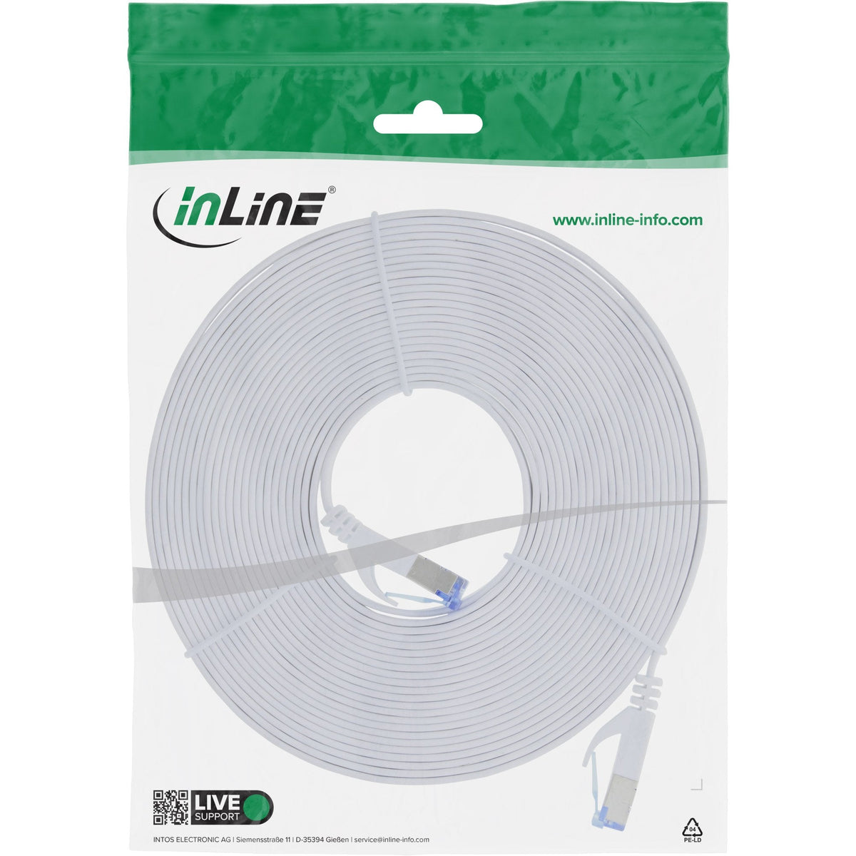 Cable De Red Plano Inline, U/Ftp, Cat.6a, Blanco, 7 M