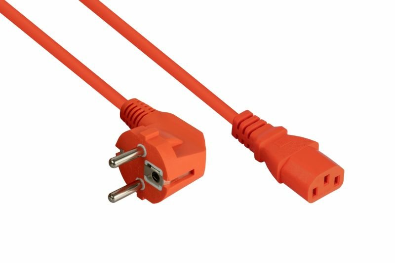 Cablemeimer Schutzkontakt-M. 90° Gew. An C13 Naranja 10m