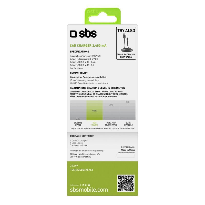 EAN 8018417237249 - SBS TECR2USB24AFAST cargador de dispositivo móvil Universal Negro Encendedor de cigarrillos Auto imagen 2