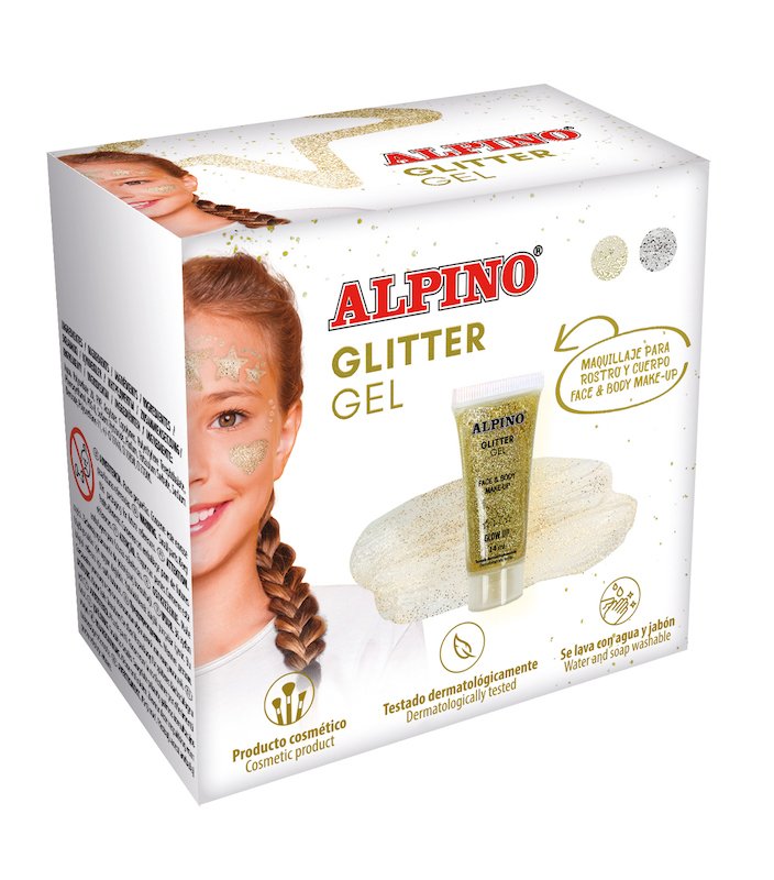 Alpino Gel Transparente Con Purpurina Glitter Caja 6u Oro