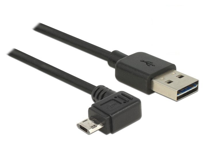Delock 83853 Cable Easy-Usb 2.0 Tipo-A Macho > Easy-Usb 2.0 Tipo Micro-B Macho, Sesgado Hacia La Izquierda Y Hacia La Derecha, De 2 M Y Negro
