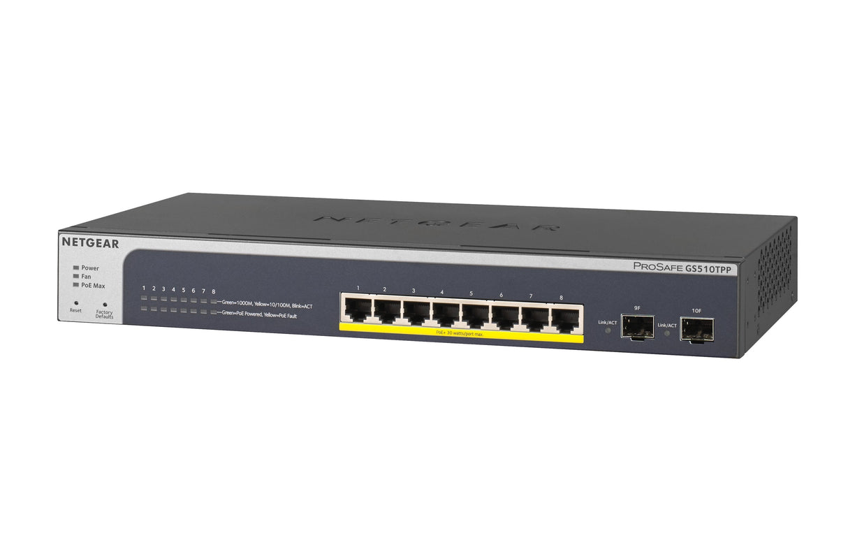Netgear Gs510tpp Gestionado L2/L3/L4 Gigabit Ethernet (10/100/1000) Negro Energía Sobre Ethernet (Poe)