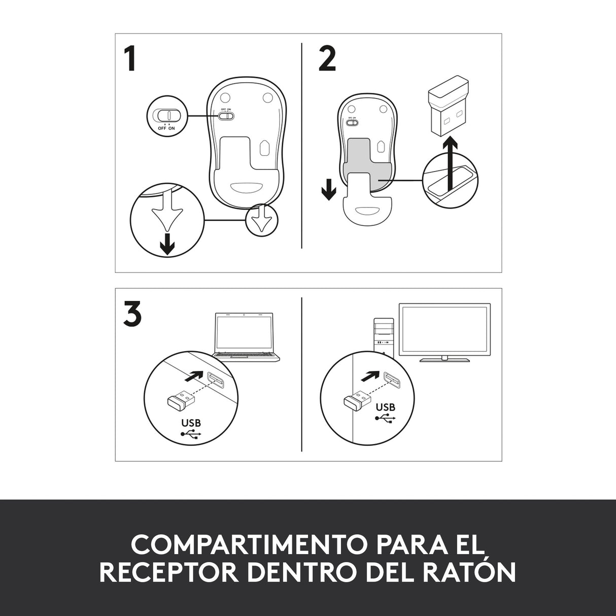 EAN 5099206028869 - Logitech 910-002240 ratón Oficina Ambidextro RF inalámbrico Óptico 1000 DPI imagen 10