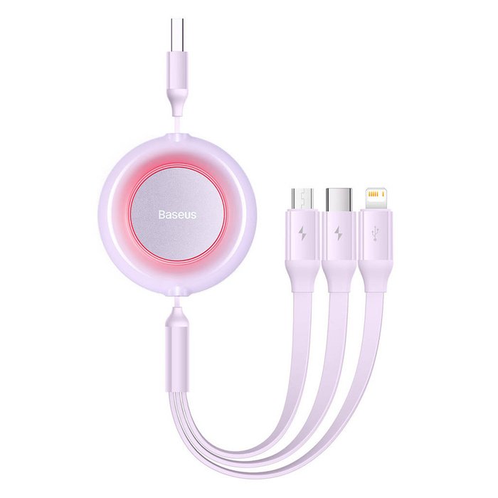 Baseus Bright Mirror 2 Usb 3w1, Micro Usb / Lightning / Usb-C, Plaski, 3.5a, 1.1m (Fioletowy)