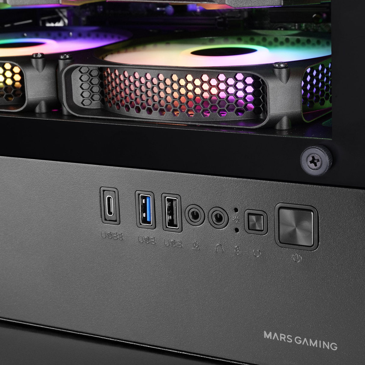 Caja Pc Microatx Mars Gaming Mc-Vector Gpu Max 282mm Cristal Templado Mesh Argb Usb-C Negra