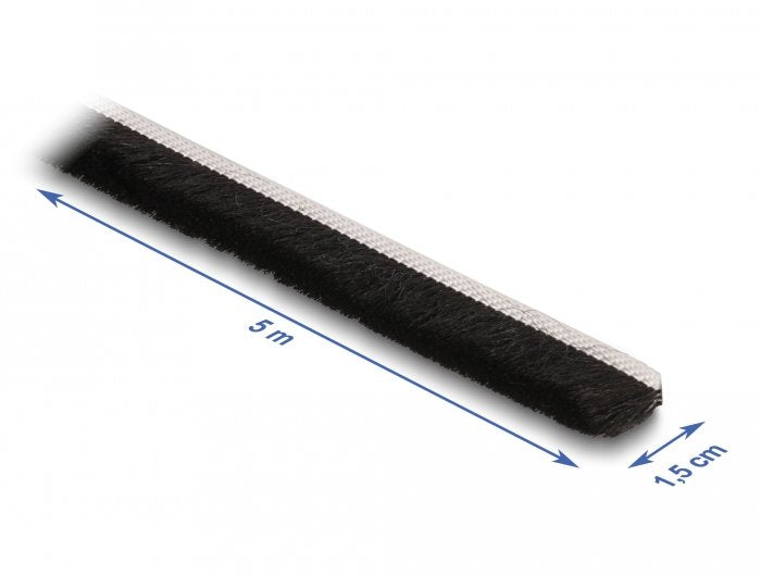 Delock 66895 Tira De Cepillo Autoadhesiva De 15 Mm - 5 M De Longitud, Negra