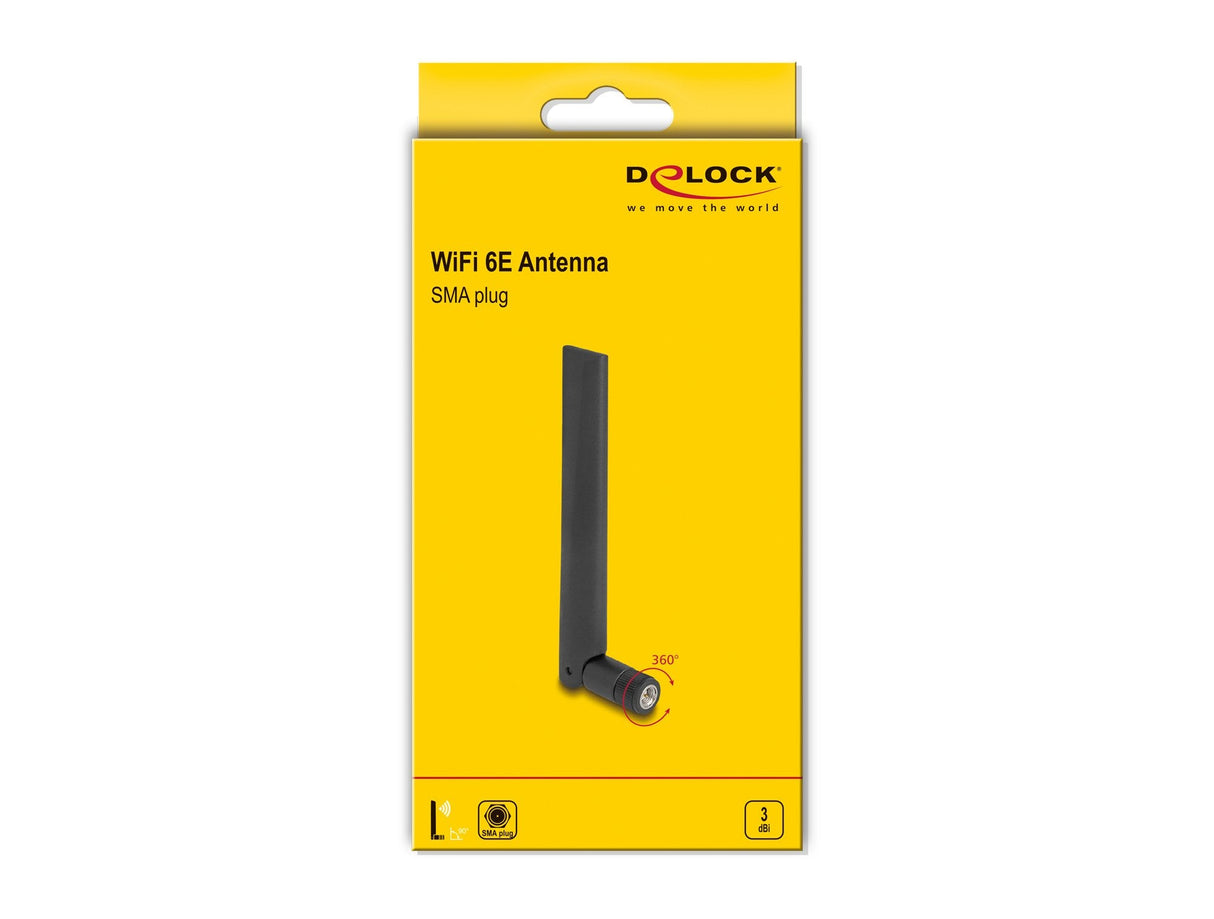 Delock 88399 Antena Wifi 6e Macho Sma 3 Dbi Omnidireccional Con Articulación De Inclinación Negro