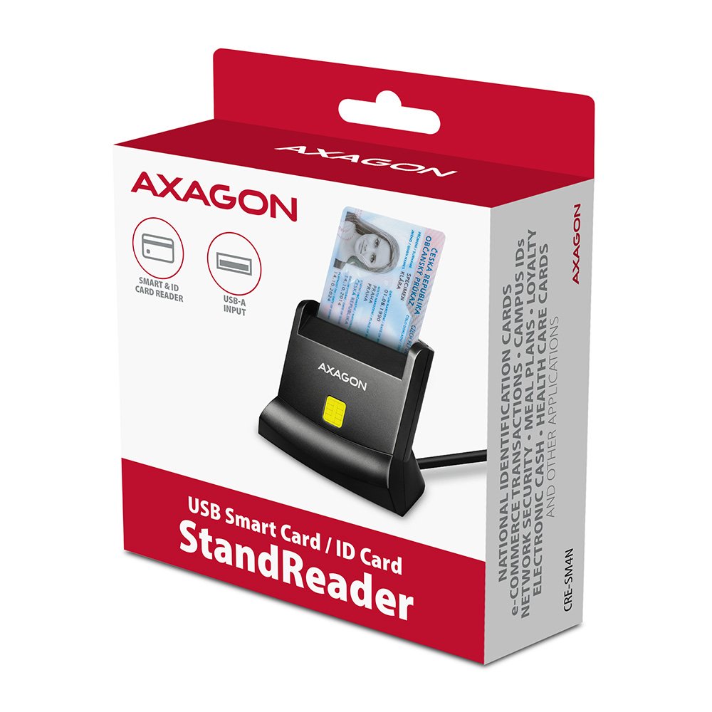 EAN 8595247907004 - Axagon Universal desktop USB contact Smart/ID card reader with long USB-A cable. Suitable for the eObanka imagen 6