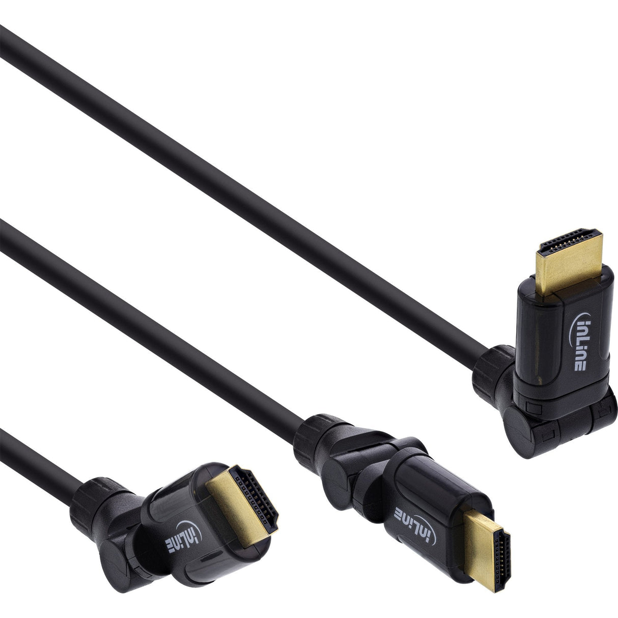 Cable Conector Inline Hdmi Angular 180° Ethernet 2 M Negro