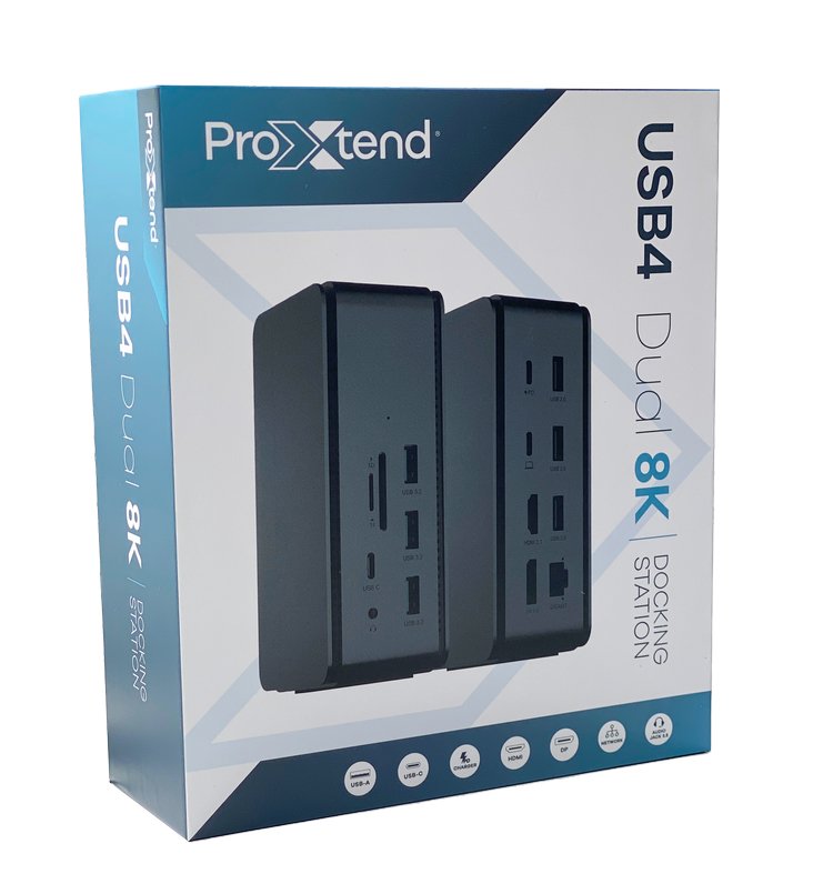 Proxtend Dock2xusb4 Base Para Portátil Y Replicador De Puertos Alámbrico Usb4 Gris