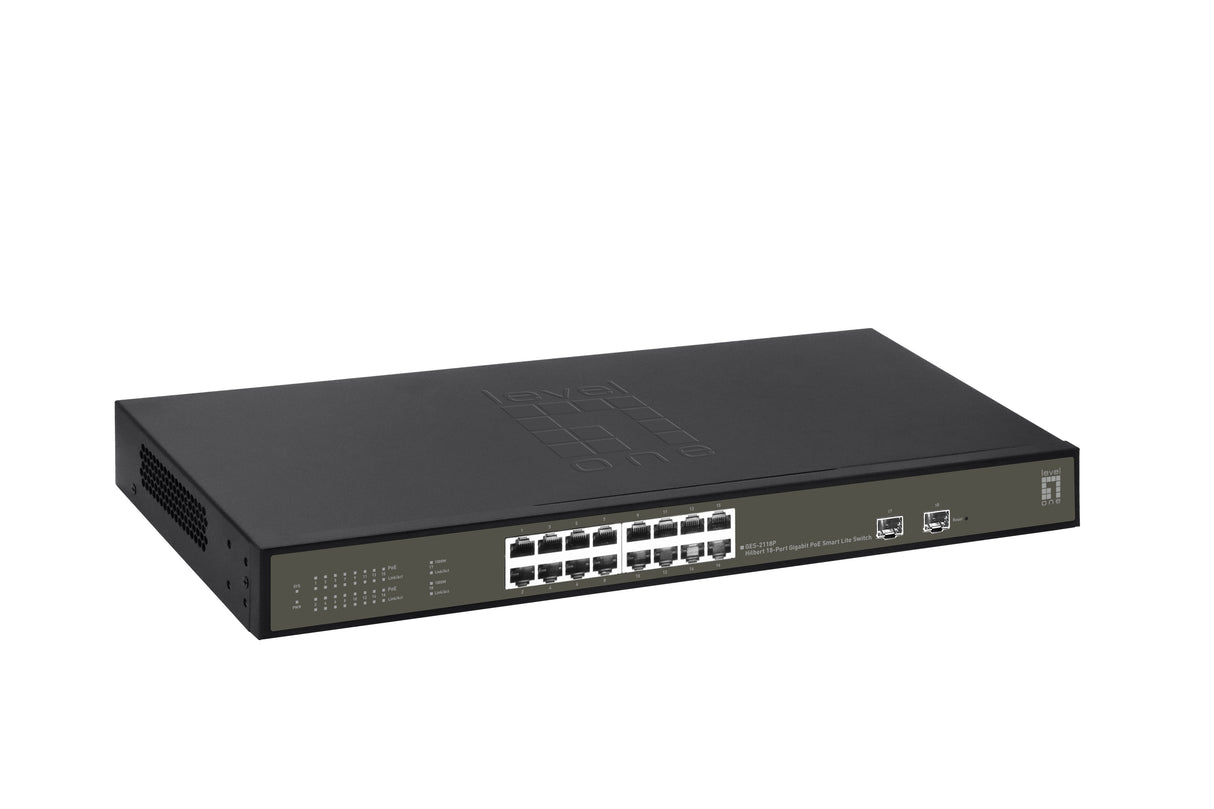 Levelone Switch 16x Ge Ges-2118p 2xgsfp 19" 230w 16xpoe+
