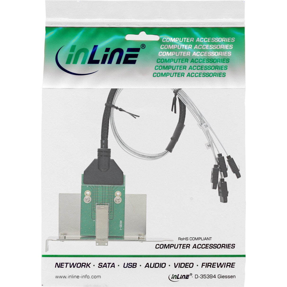 Inline® Sas Hd Bracket With Cable Ext. Sff-8644 A Int. 4x Sata 0.5m