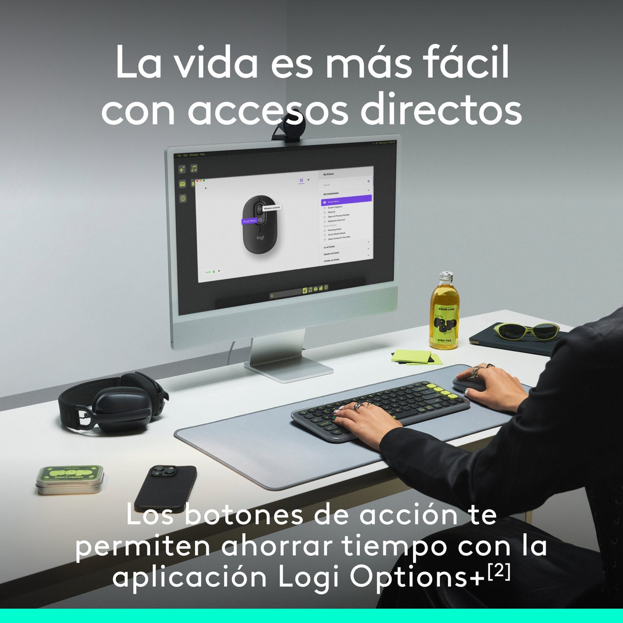 Logitech Pop Mouse, Ratón Inalámbrico Bluetooth Lila
