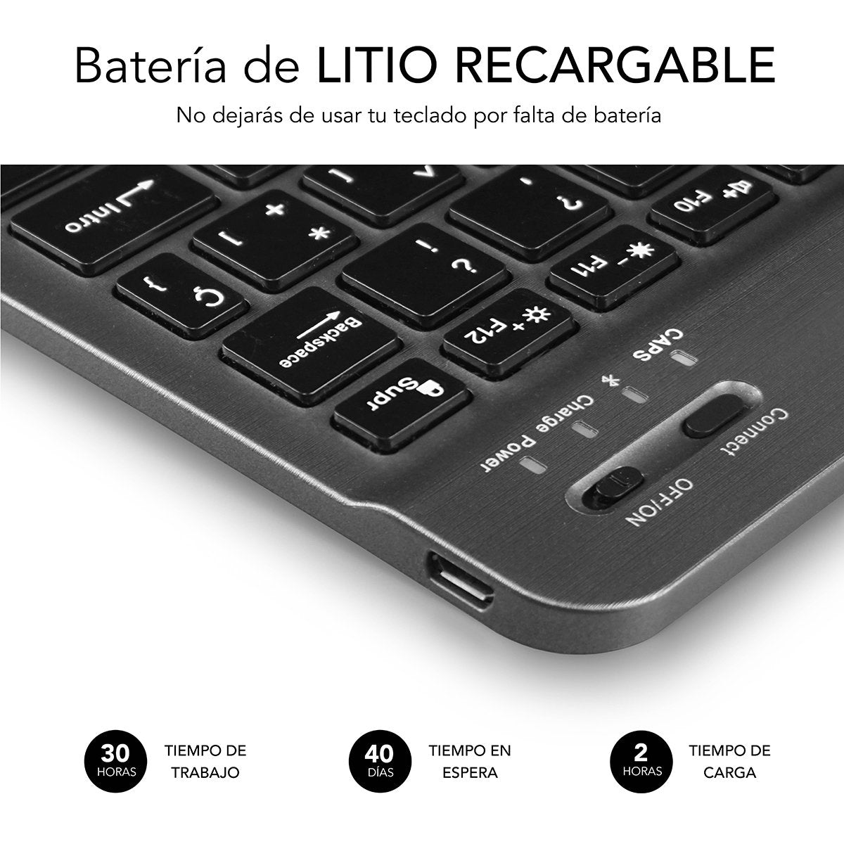 EAN 8436586740573 - SUBBLIM TECLADO SMART BLUETOOTH GREY QWERTY Español Negro, Gris imagen 4