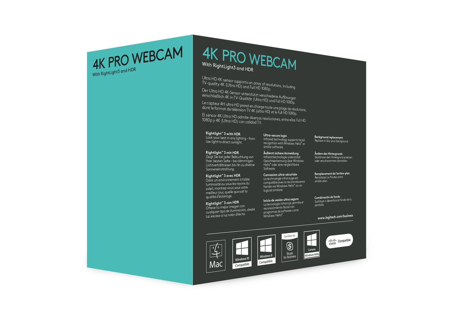 Logitech Webcam Brio Reslolucion 4k 90º Vision , Zoom Digital 5x, Enfoque Automatico