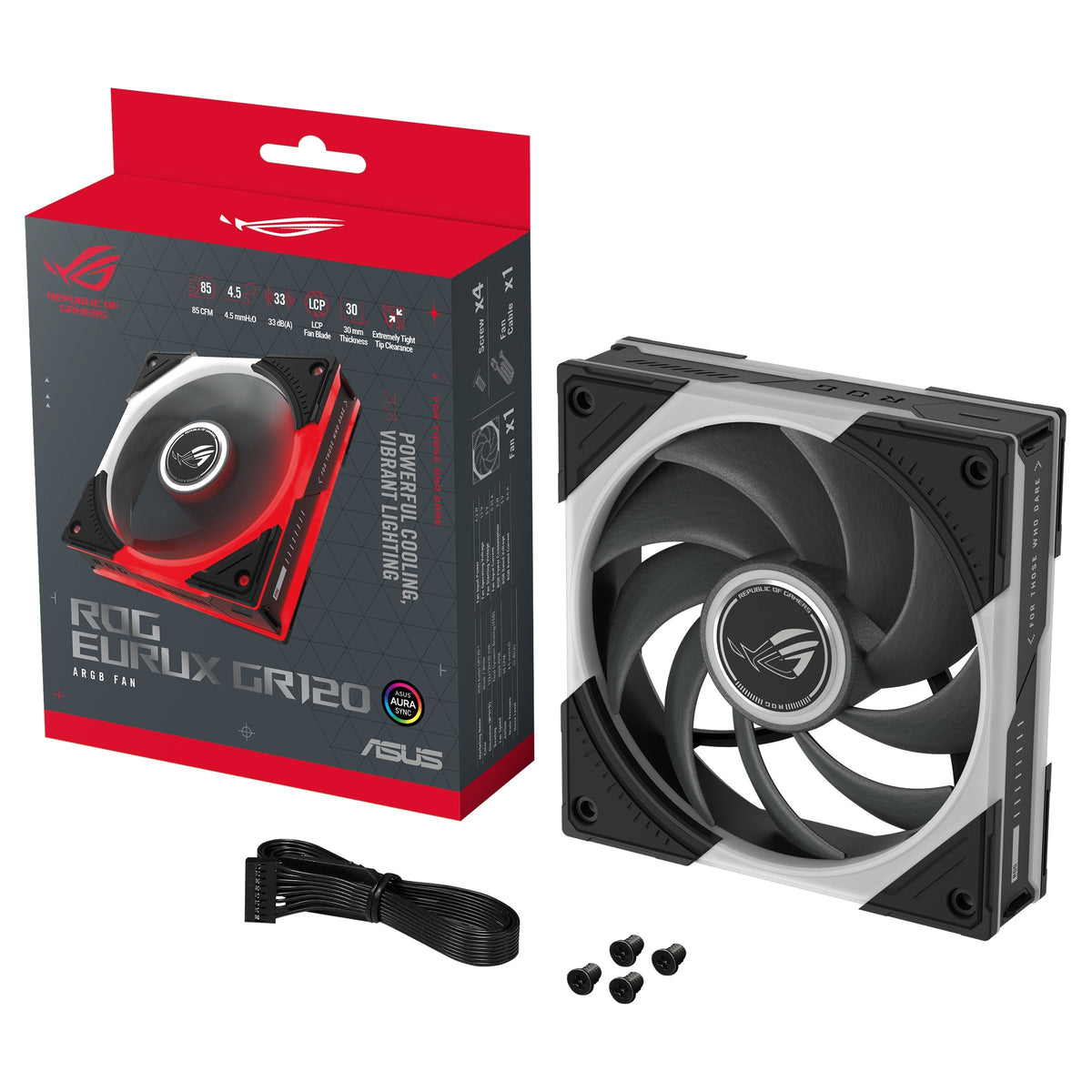 Asus Ventilador Rog Eurux Gr120 Fan Argb Reverse Black