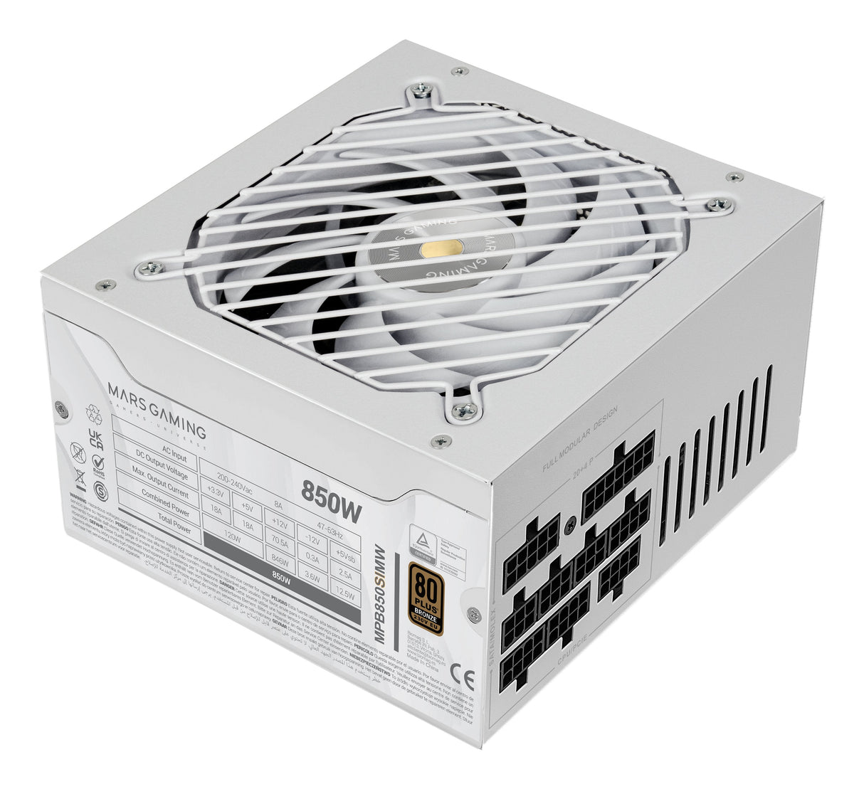 EAN 8435693110101 - Mars Gaming MPB850SIMW unidad de fuente de alimentación 850 W 24-pin ATX ATX Blanco imagen 3