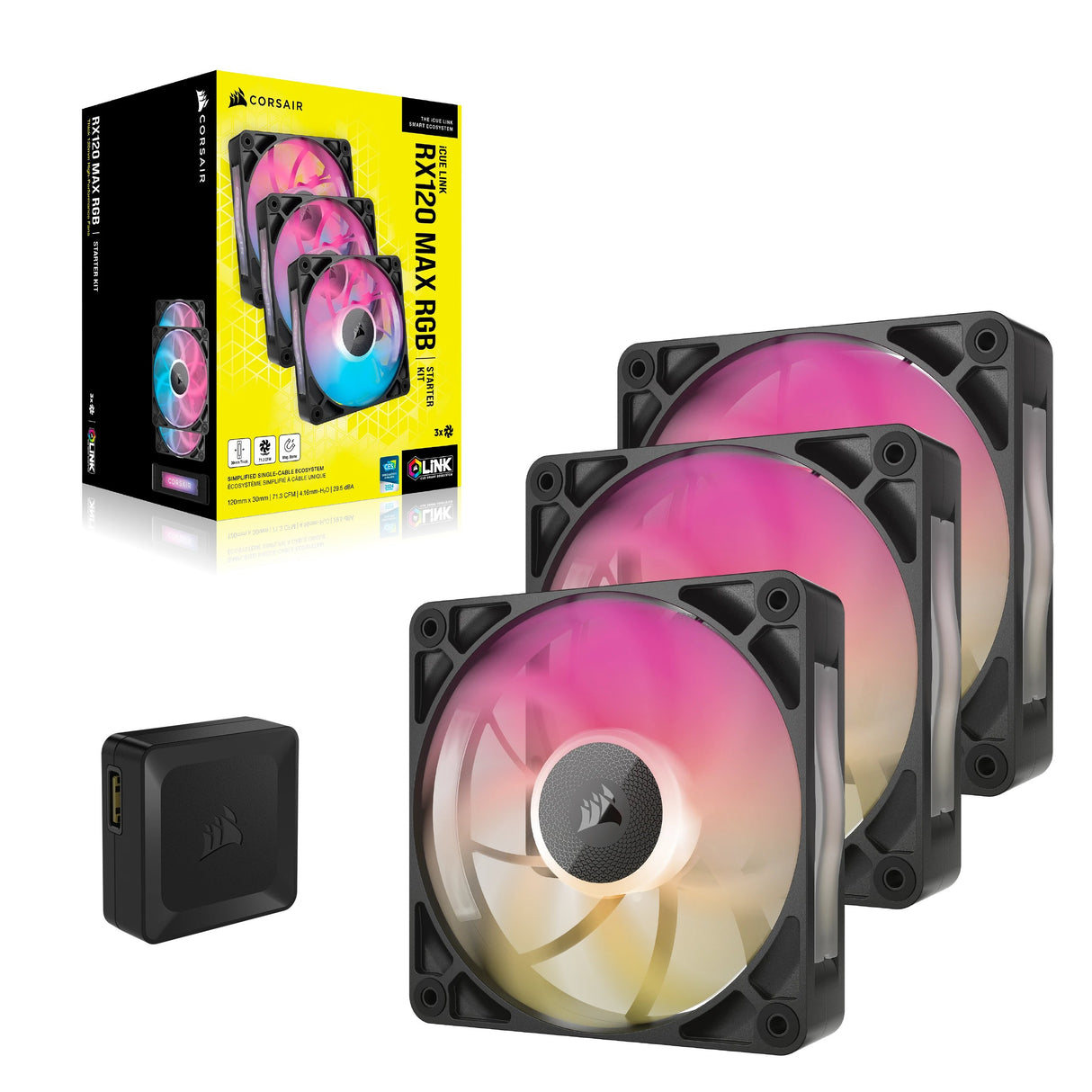 EAN 0840006682974 - Corsair iCUE LINK RX120 MAX RGB Carcasa del ordenador Ventilador 12 cm Negro 3 pieza(s) imagen 4
