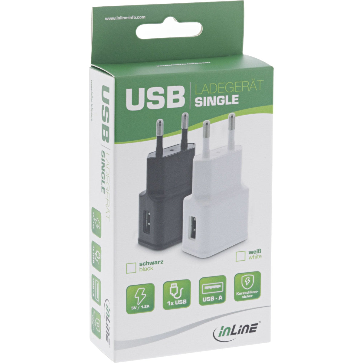 Cargador Pared Usb Inline 100-240 V A 5 V/1,2 A, Negro